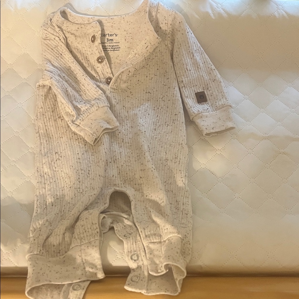 Carter's Speckled Cream Ribbed Footie
